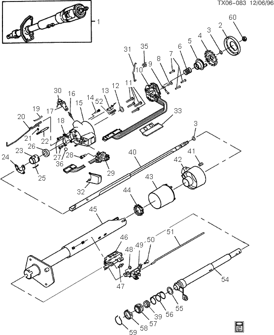 exploded view for the 1992 Chevrolet Pickup Non-Tilt | Steering Column