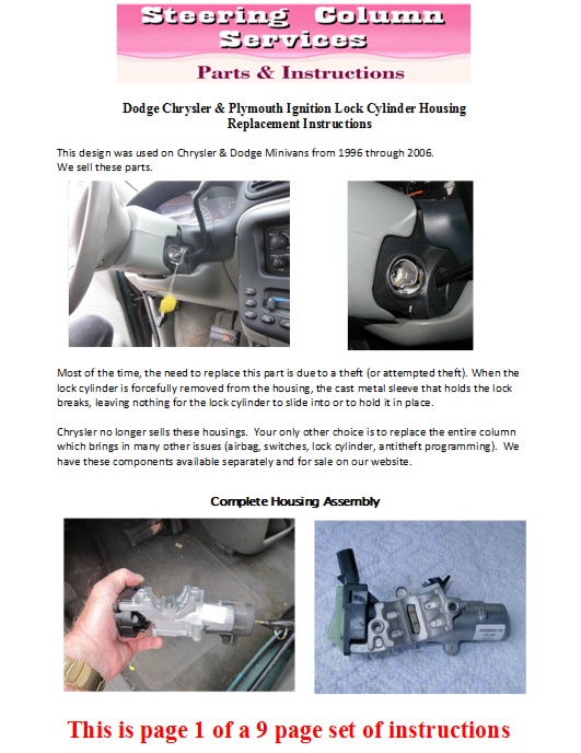 Chrysler minivan ignition switch replacement #2