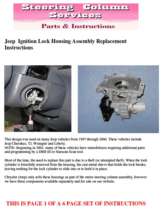 Jeep ignition lock replacement #3