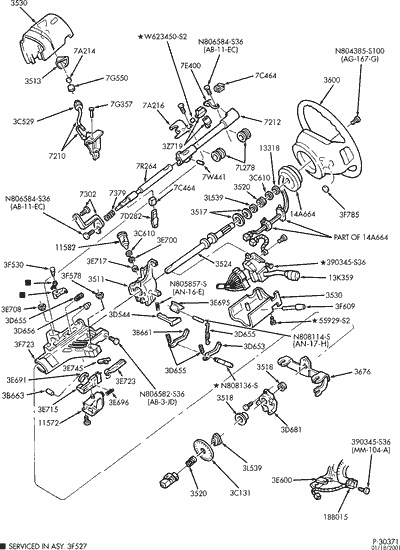 1995 Ford taurus steering columb drawing
