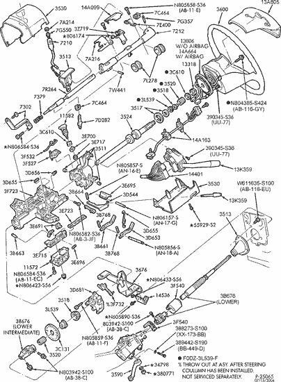 1995 Ford taurus steering column drawing