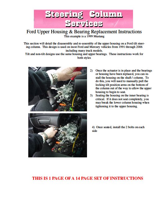 Ford steering column bearing replacement